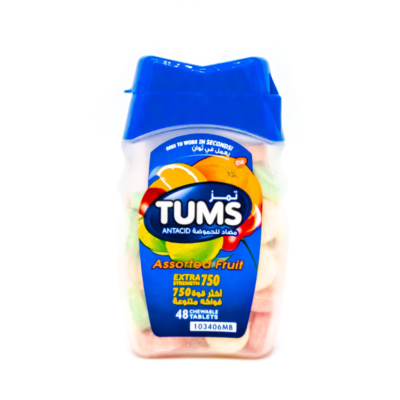 TUMS EXTRA STRENGTH 750 ASSTD FRUIT CHEW TAB 48S
