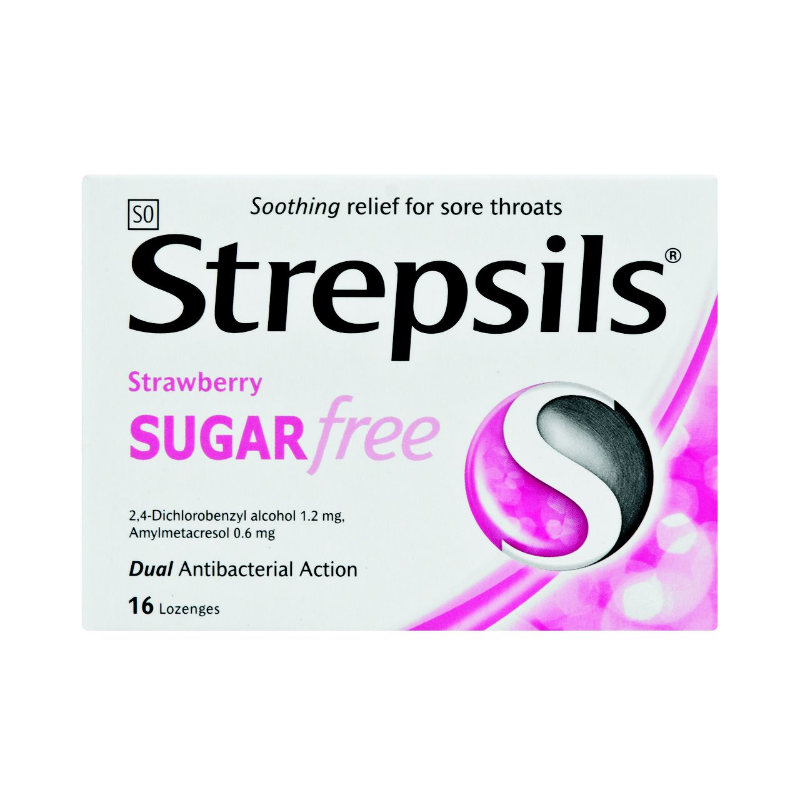strepsils strawberry sf lozenges 16s strepsils strawberry sf lozenges 16s